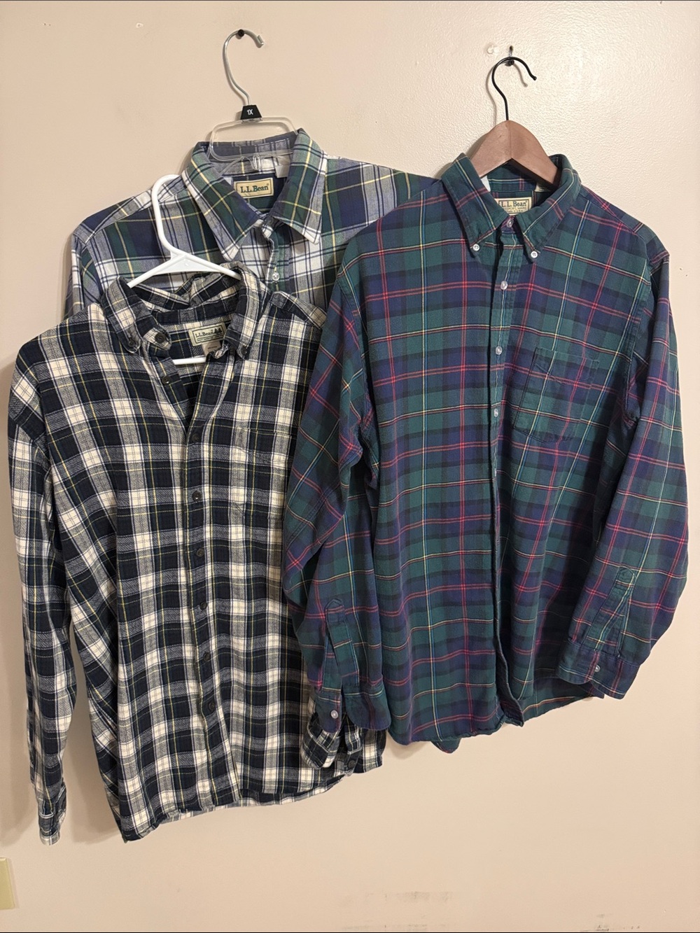 Lot of LL Bean Shirts - 1 Casual Button Up, 1 Flannel, 1 Button Down Large Tall